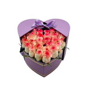 Pink Double Colour Roses Box Arrangement