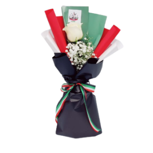 National Day Special Single White Rose Bouquet